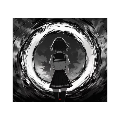 Ігровий килимок Singularity Girl у чорно-білому аніме-стилі