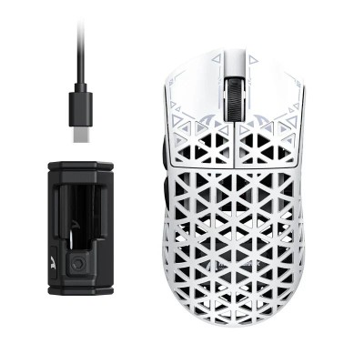 Бездротова ультралегка ігрова мишка ATTACK SHARK R5 Ultra White — PixArt PAW3950MAX, 8000 Гц, 42 000 DPI
