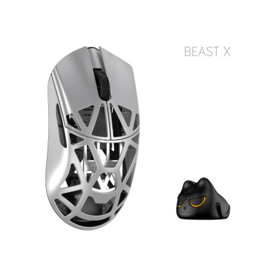 WLmouse Beast X Pro Silver Magnesium Wireless Gaming Mouse магнієва ігрова миша 8K Polling Rate PAW3395