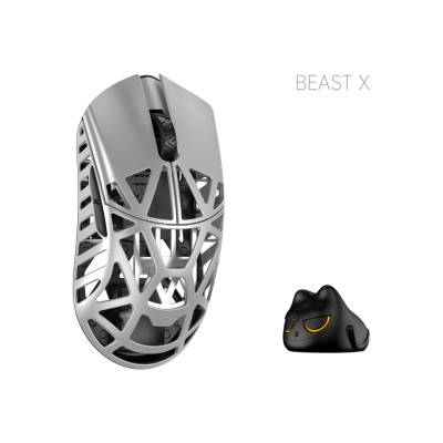 WLmouse Beast X Pro Silver Magnesium Wireless Gaming Mouse магнієва ігрова миша 8K Polling Rate PAW3395